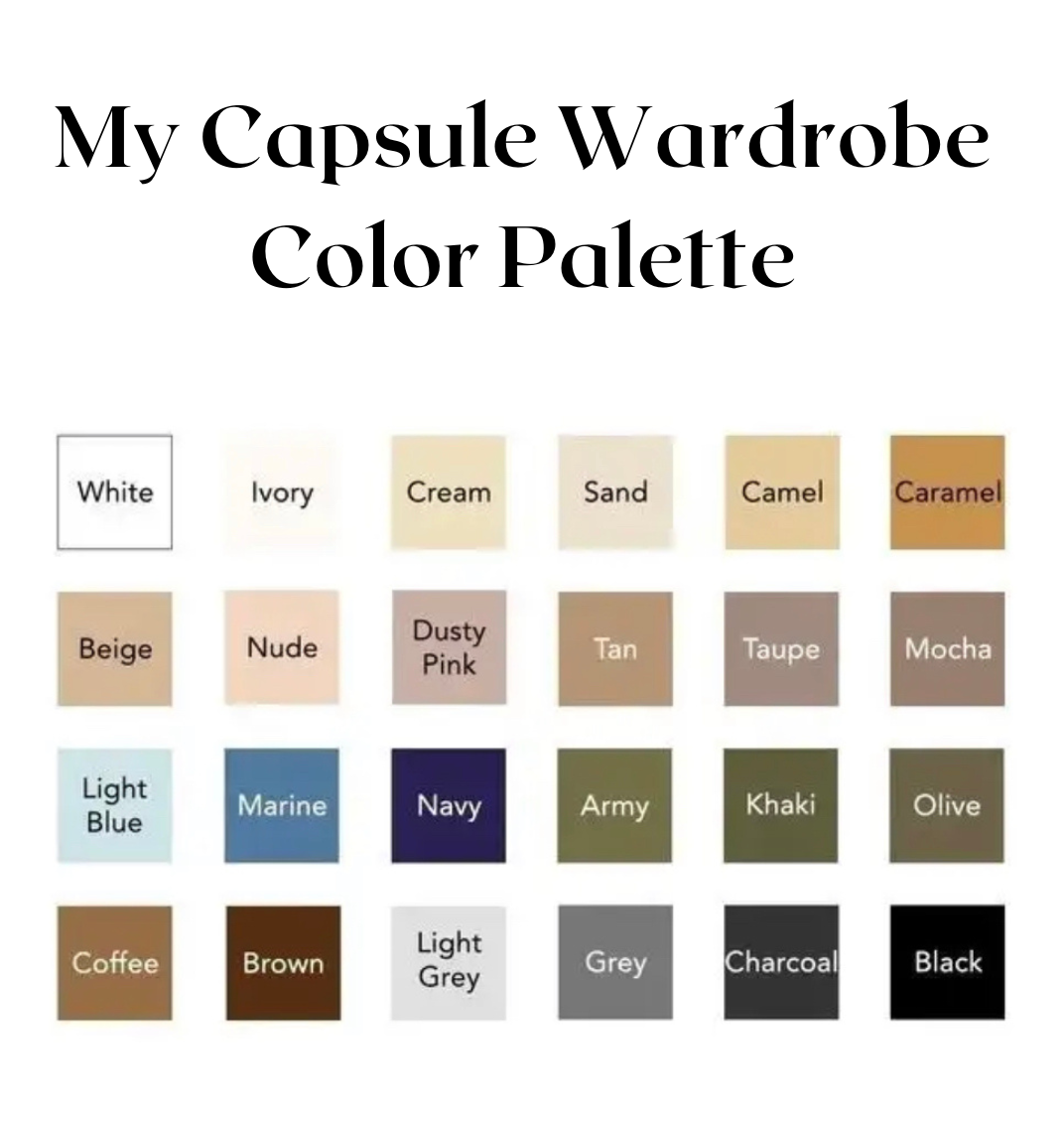 My capsule wardrobe color palette